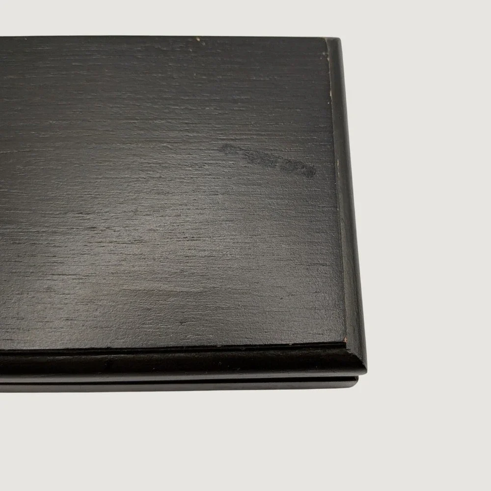 Black Wooden Jewelry Valet Box Red Lining Magnetic Closure Organizer VTG